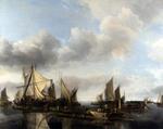 欧洲12-19世纪油画三_CAPPELLE, Jan van de - A River Scene with a Large Ferry